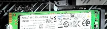 A closeup spotlight of an M.2 NVMe drive on a motherboard